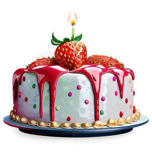 Birthday Strawberry Cute PNG Fqr