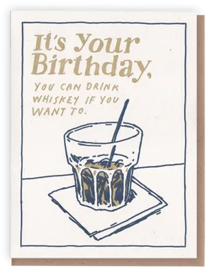 Birthday Whiskey Permission Greeting Card PNG image