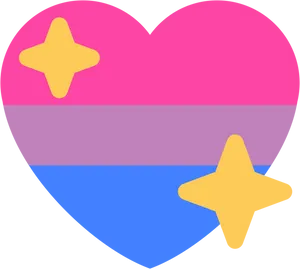 Bisexual Pride Heartwith Stars PNG image