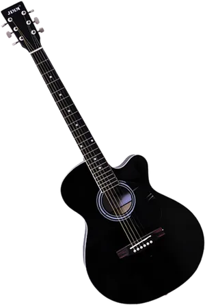 Black Acoustic Guitaron Dark Background.jpg PNG image