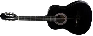 Black Acoustic Guitaron Dark Background PNG image