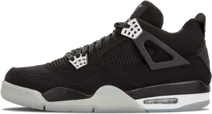 Black Air Jordan4 Sneaker PNG image