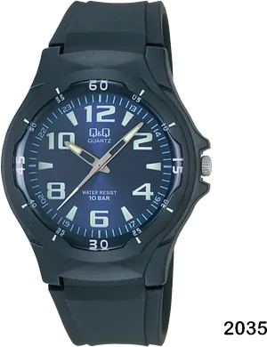 Black Analog Wristwatch10 Bar Water Resist PNG