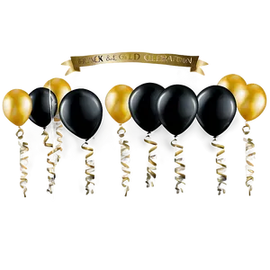 Black And Gold Balloon Celebration PNG 27