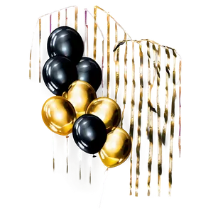 Black And Gold Balloon Drop PNG 06132024