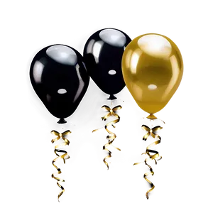 Black And Gold Balloons Border PNG 88