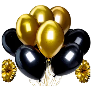Black And Gold Balloons Decoration PNG 06132024
