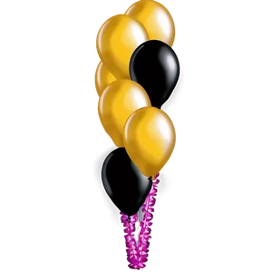 Black And Gold Balloons Decoration PNG Pqc