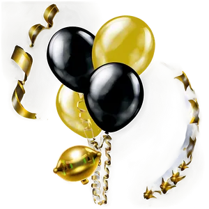Black And Gold Balloons For Party PNG 32