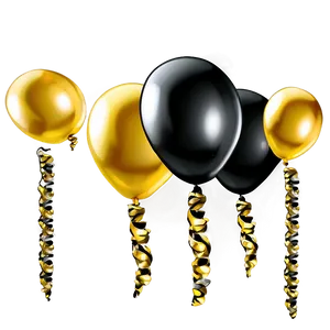 Black And Gold Birthday Balloons Png 5 PNG image