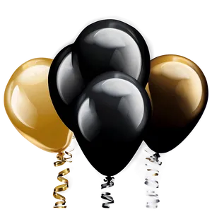 Black And Gold Floating Balloons PNG 06132024 PNG