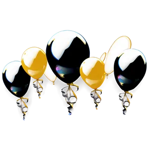 Black And Gold Floating Balloons PNG 74
