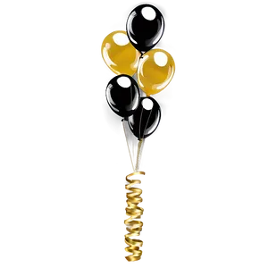 Black And Gold Floating Balloons PNG Tuh61 PNG