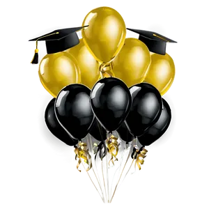 Black And Gold Graduation Balloons PNG 06132024