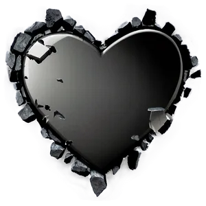 Black And White Broken Heart PNG 06252024