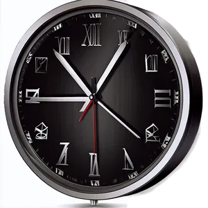 Black And White Clock Clipart PNG Ded56