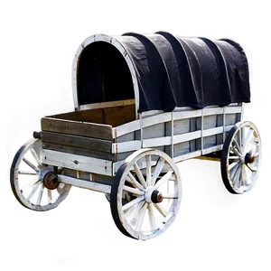 Black And White Covered Wagon PNG 06292024