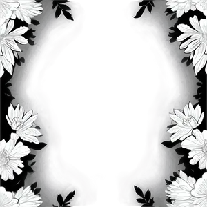 Black And White Floral Corners PNG 06282024