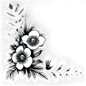 Black And White Floral Corners PNG 67