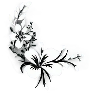 Black And White Floral Corners PNG Gft73