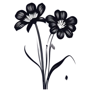 Black And White Flower Silhouette Png 05252024 PNG image