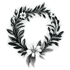 Black And White Flower Wreath Png 05252024 PNG image