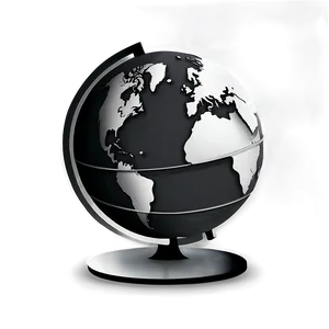 Black And White Globe Flat Design PNG Gpm43 PNG
