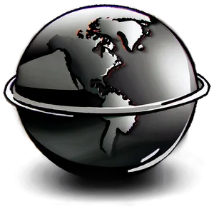 Black And White Globe Sketch Png 06282024 PNG image