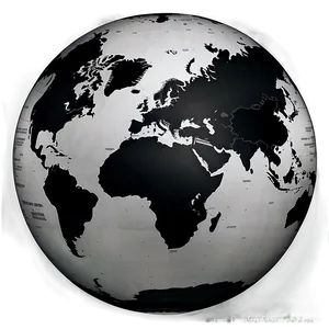 Black And White Globe With Continents PNG Iaa