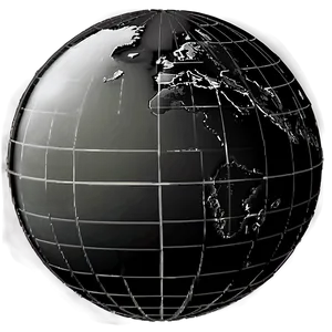 Black And White Globe With Countries PNG Dyl7