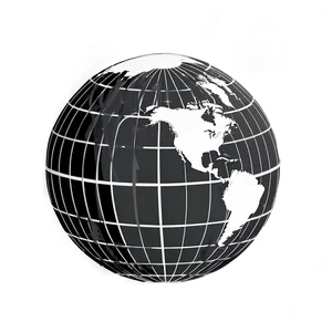 Black And White Globe With Meridians PNG Wnb