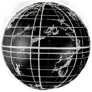 Black And White Globe With Northern And Southern Hemispheres PNG 06282024 PNG