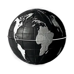 Black And White Globe With Oceans PNG 06282024