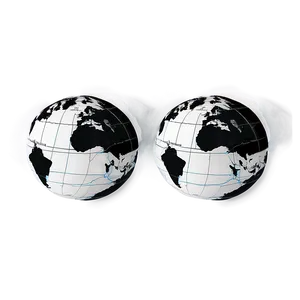 Black And White Globe With Oceans PNG 47