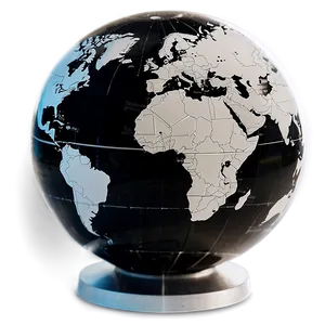 Black And White Globe With Stand Png 06282024 PNG image