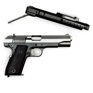 "black And White Gun PNG: Monochrome Art" Opv