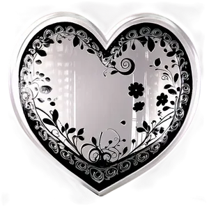 Black And White Heart Doodle Png 06262024 PNG image