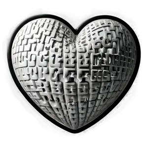 Black And White Heart Doodle PNG Acc