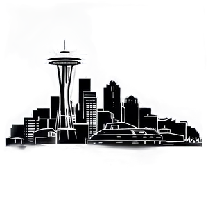 Black And White Seattle Skyline PNG 3 PNG