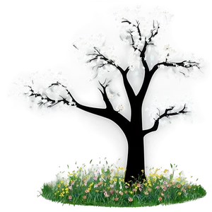 Black And White Tree In Spring Scene Png Obp PNG image