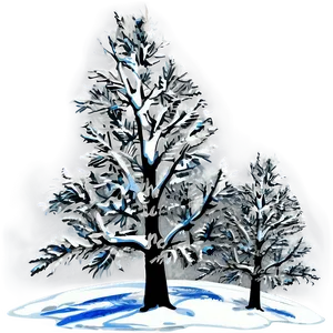 Black And White Tree In Winter Scene PNG Gvq PNG