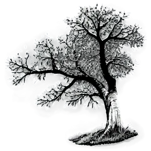 Black And White Tree On Hillside PNG Fbl PNG