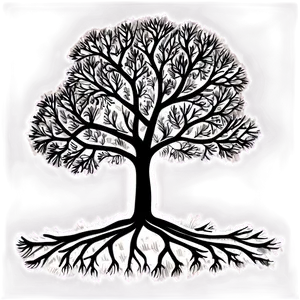 Black And White Tree With Roots Png 45 PNG image