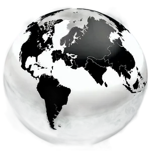 Black And White World Map Globe Png 06282024 PNG image