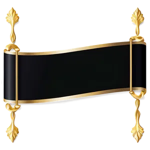 Black Banner With Gold Trim PNG 27