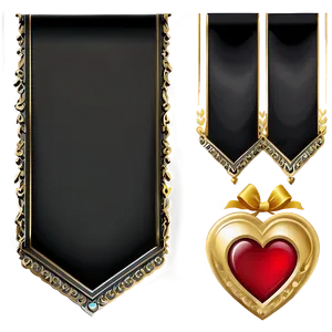 Black Banner With Hearts PNG Yvv83 PNG