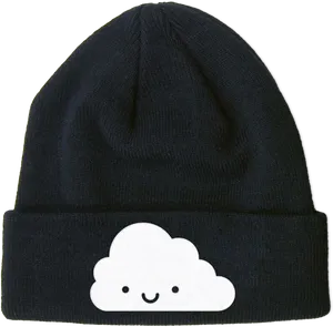 Black Beanie Cute Cloud Design PNG image