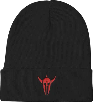 Black Beanie Red Logo Design PNG image