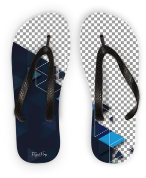 Black Blue Flip Flops PNG image