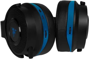 Black Blue Wireless Headphones PNG image